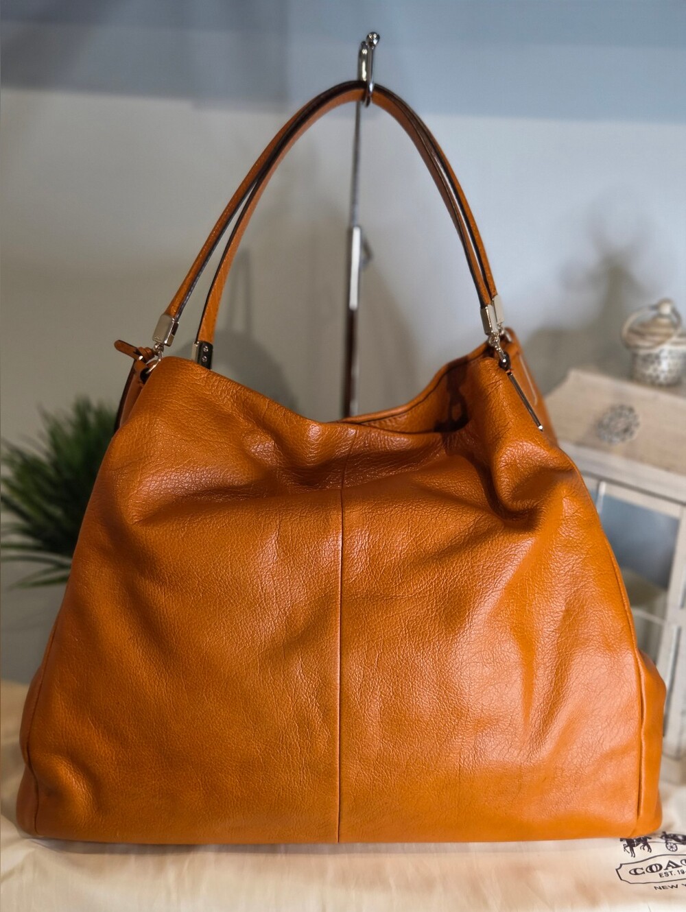 Coach Madison Buffalo Leather Phoebe Bag Terracotta Extra Large - Picture 2 of 15